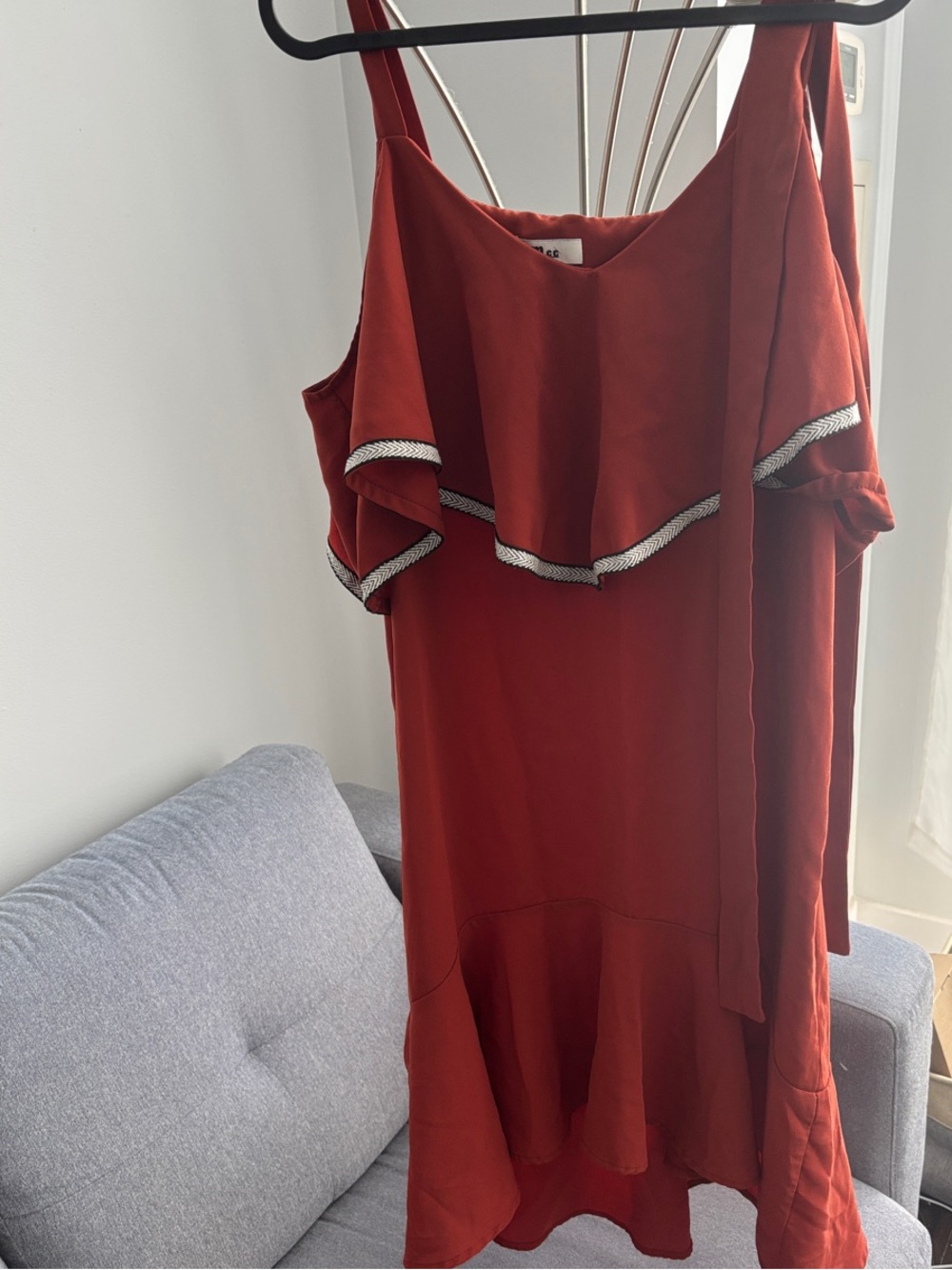 Rust Red Ruffle Slip Dress - Women